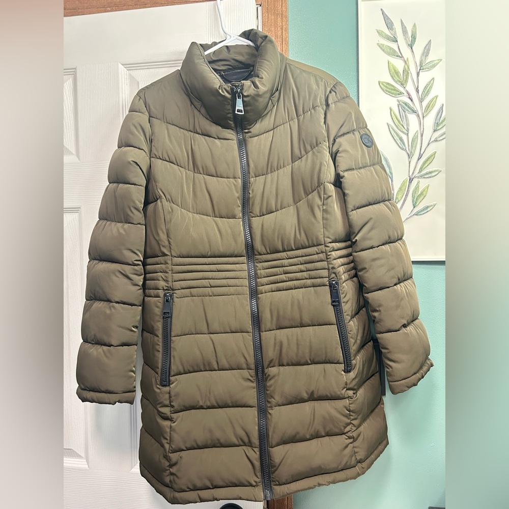 Calvin Klein Women's Olive Puffer Coat
